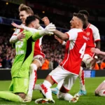 david raya celebrate g1200 Arsenal Favourite To Win Premier League Title –Edwards