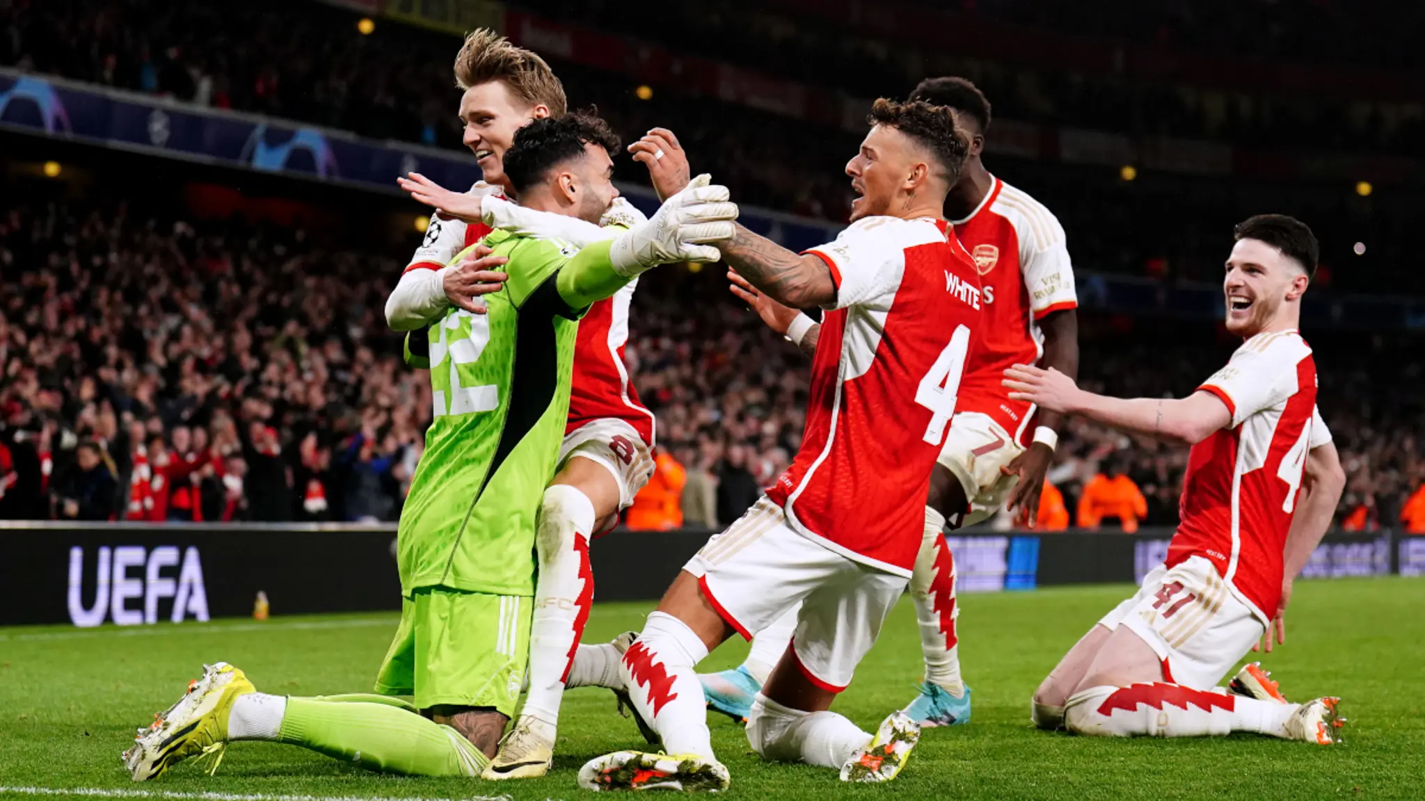 david raya celebrate g1200 Arsenal Favourite To Win Premier League Title –Edwards