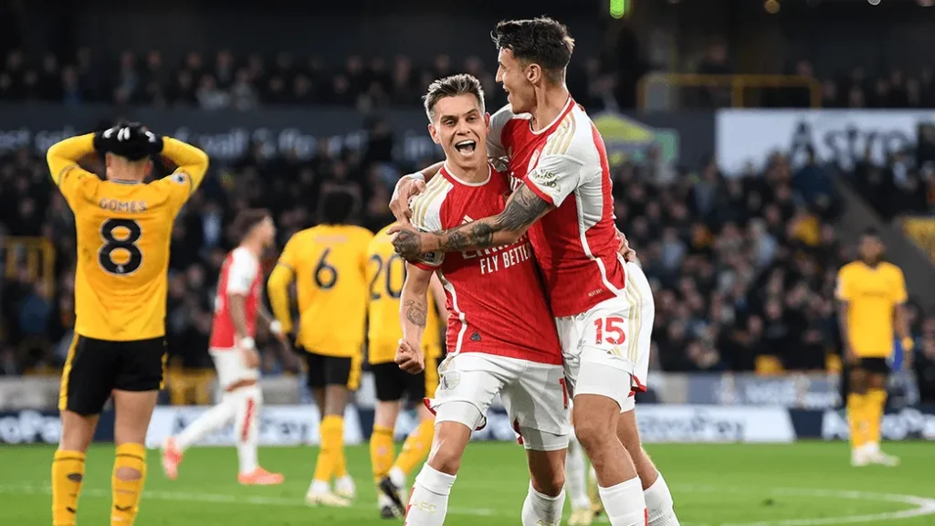 trossard celeb wolves Arsenal Move Back To Top Of EPL Table, Edge Wolves