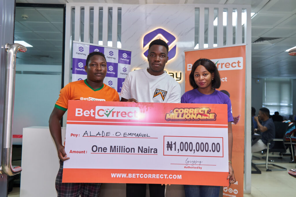 PalmPayXBetCorrect 1 2 PalmPay User Wins N1,000,000 on the Correct Millionaire Giveaway