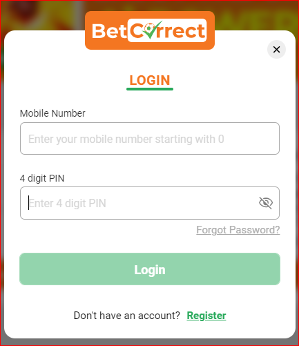 Register 2 How to Deposit with OPay via BetCorrect Website and App