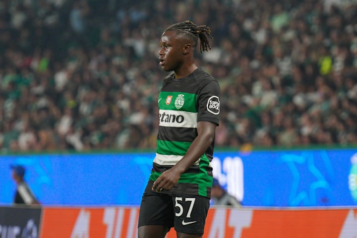 Geovany Quenda of Sporting CP in action during the UEFA...