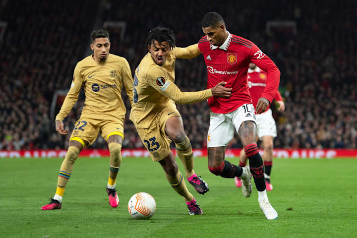 Marcus Rashford, Raphinha - Brazilian Soccer Winger - Born 1996, Jules Kounde