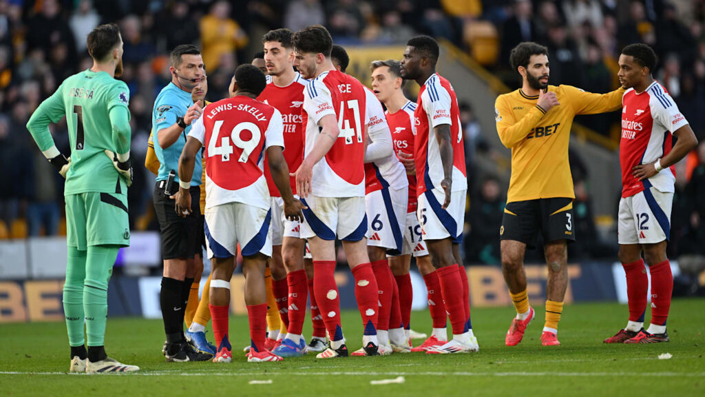 01jjf2vbm0g4h7gqjjj9 Premier League explain why Myles Lewis-Skelly was sent off for Arsenal against Wolves